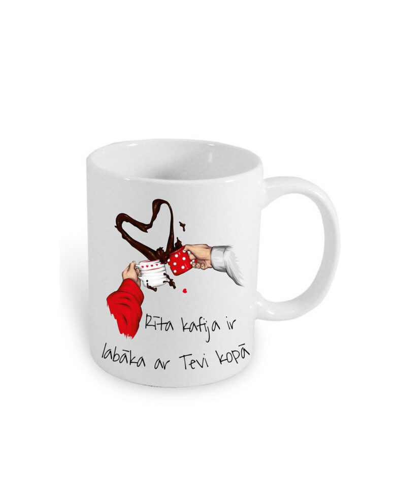 Valnetīndienas krūze “Rīta kafija ir labāka ar Tevi kopā” 330ml