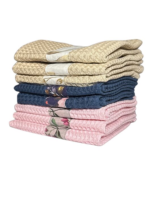 Patterned waffle-weave towel 30x50cm