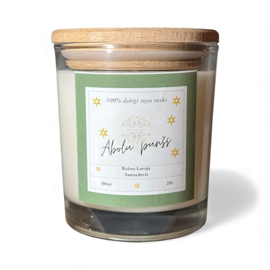 Svece stikla burkā ar vāku 180ml Ābolu punšs